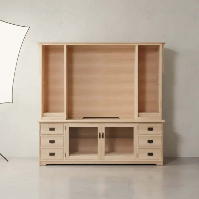 penwood furniture mission 85 inch hdtv unit with hutch m1985h face on horizontal