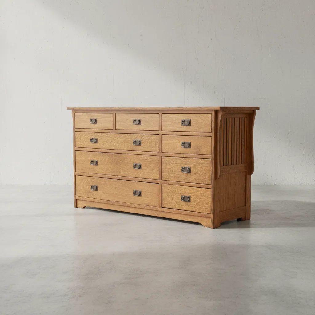 penwood furniture mission 9 drawer dresser 45 degree angle
