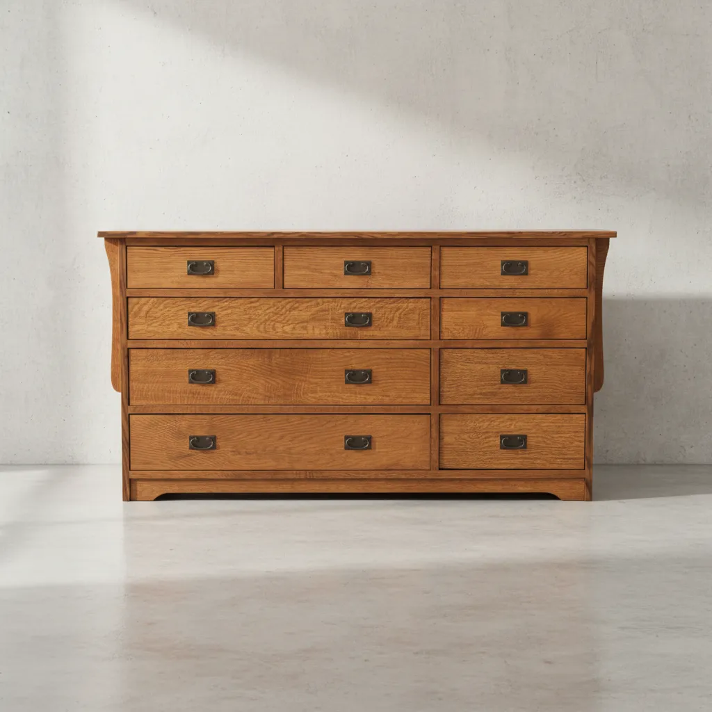 penwood furniture mission 9 drawer dresser face on horizontal