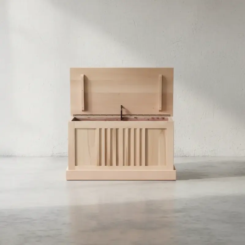 penwood furniture mission blanket box m1940b face on horizontal