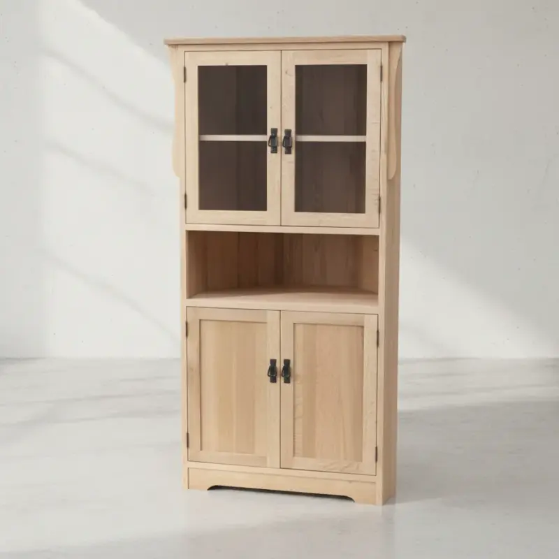 penwood furniture mission corner hutch buffet with pie shelf n332 45 degree angle