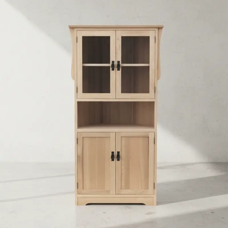 penwood furniture mission corner hutch buffet with pie shelf n332 face on horizontal