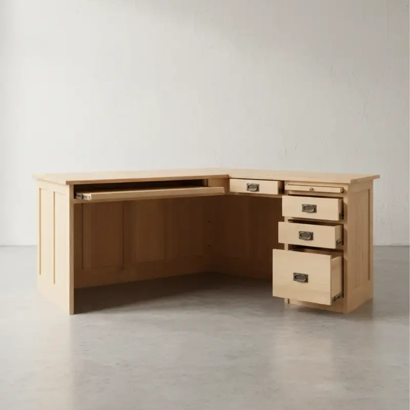 penwood furniture mission l shaped desk md2860 face on horizontal