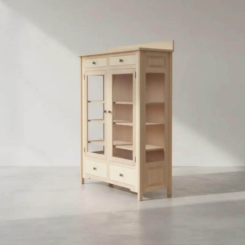 penwood furniture mission maple curio cabinet c1862 45 degree angle