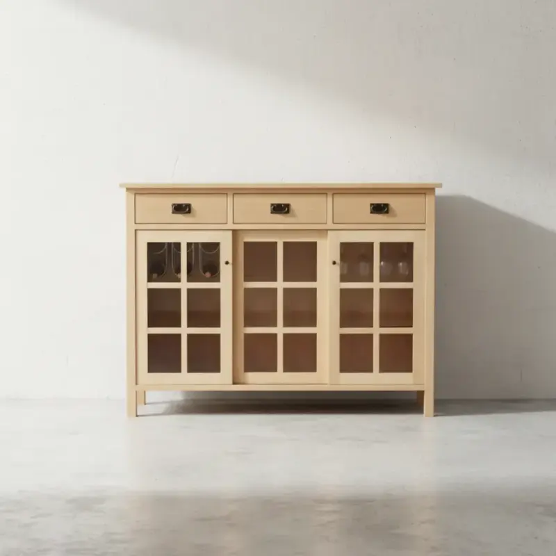 penwood furniture mission sideboard with sliding doors xm1960s face on horizontal