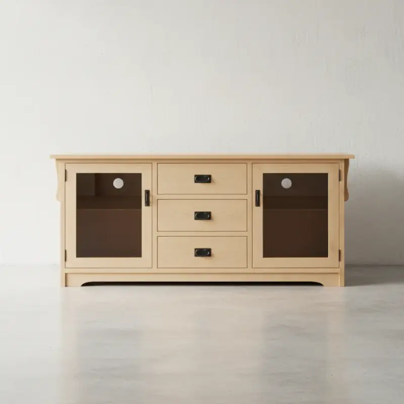 penwood furniture mission tv unit m1963 face on horizontal