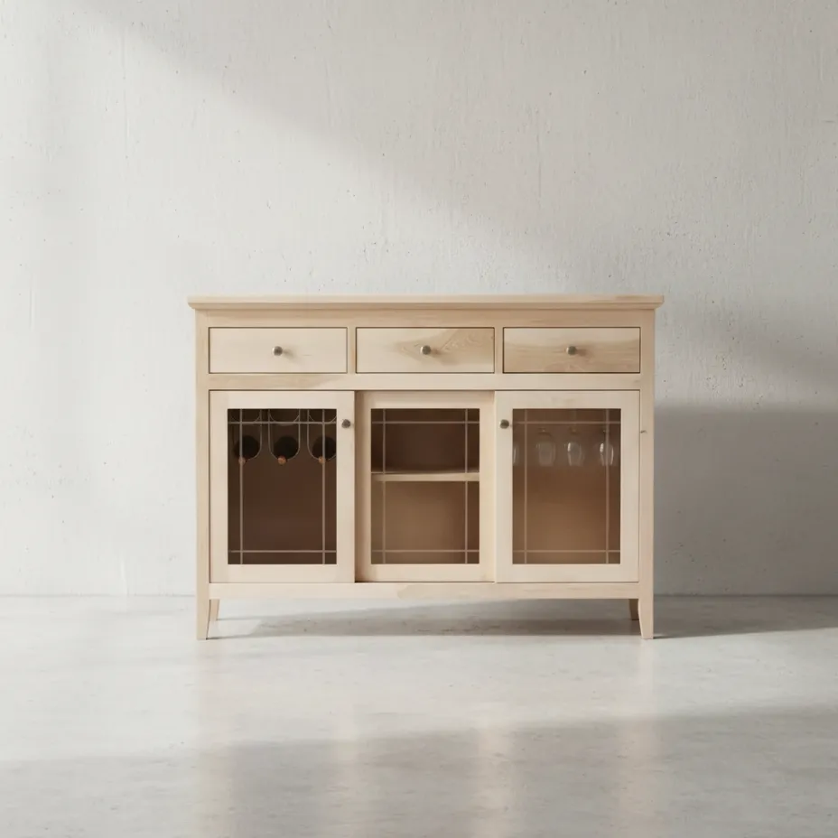 penwood furniture monterey sideboard with sliding doors xm59s face on horizontal