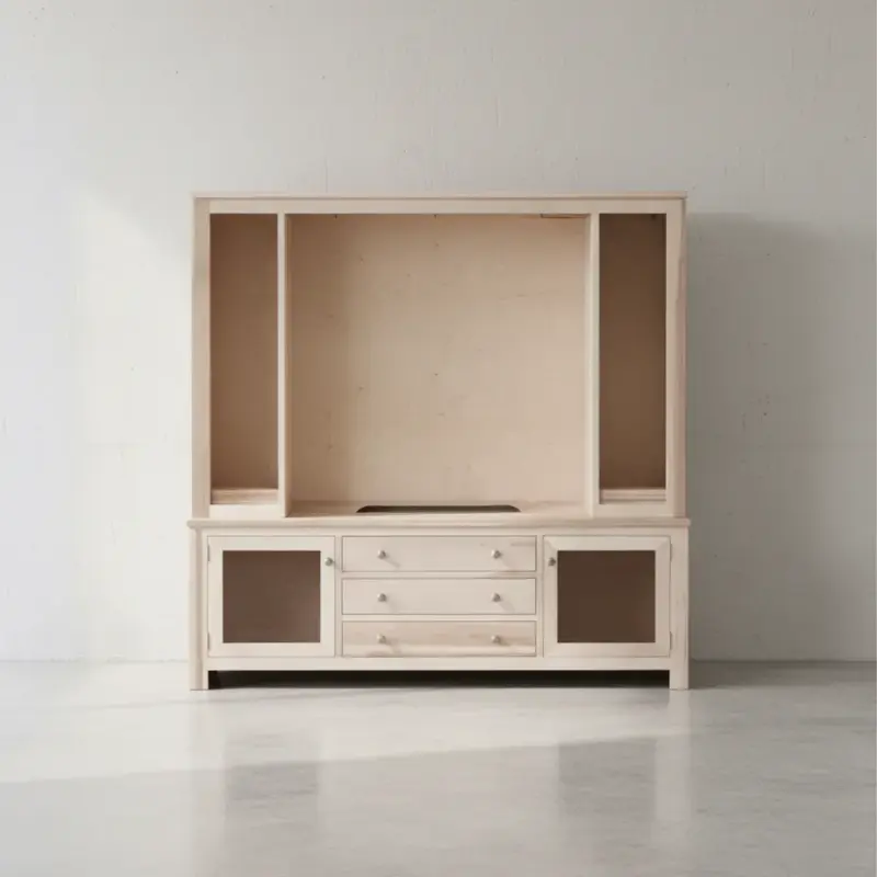 penwood furniture newport 75 hdtv cabinet with hutch np1875h face on horizontal