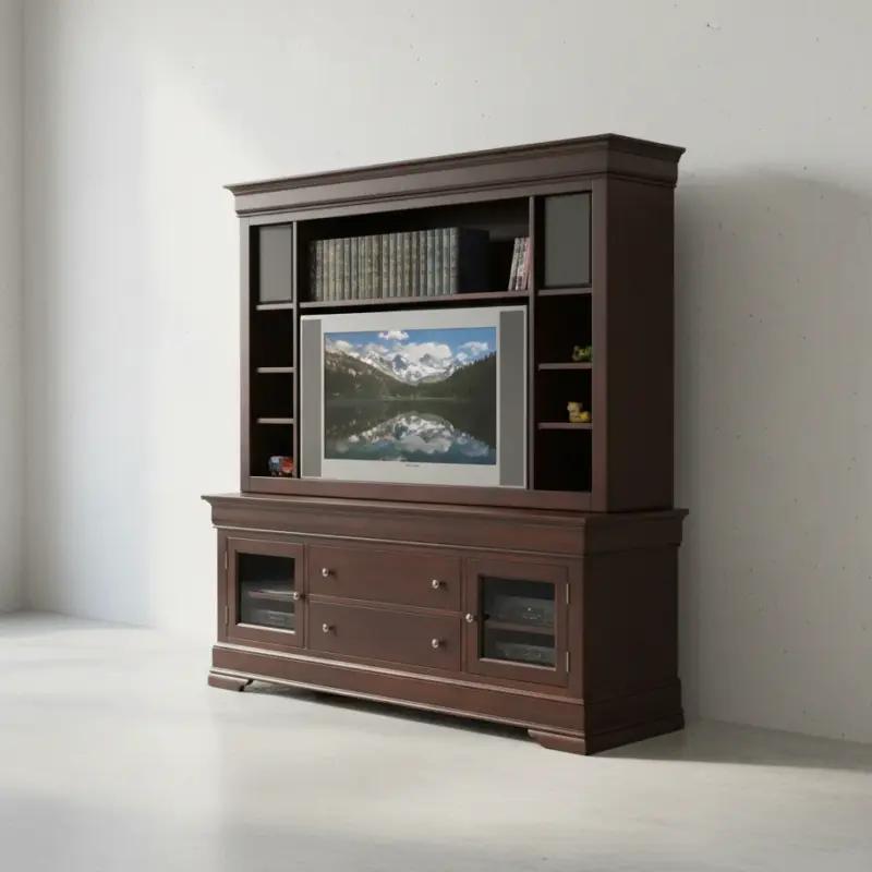 penwood furniture phillipe media stand with hutch phd74h 45 degree angle