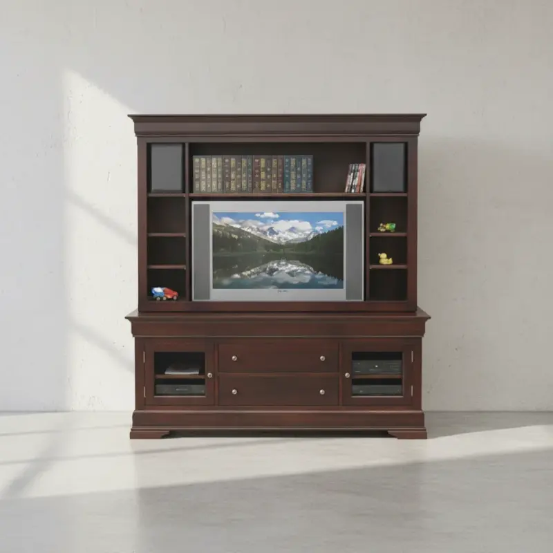 penwood furniture phillipe media stand with hutch phd74h face on horizontal