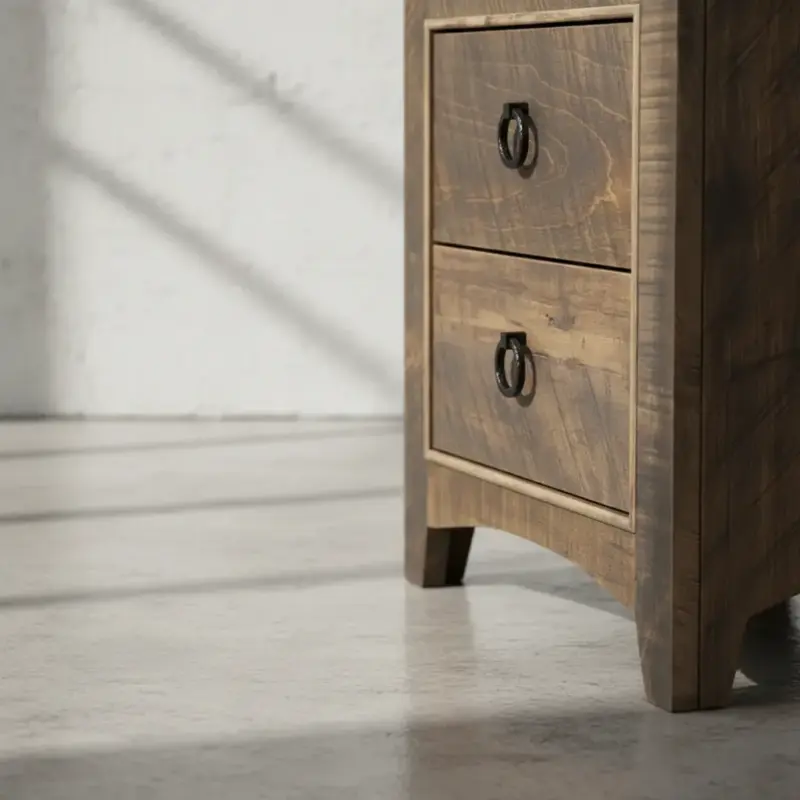 penwood furniture renoa 2 drawer night stand medium close up