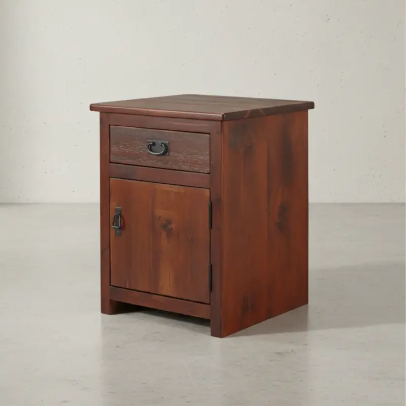 penwood furniture rustic 1 drawer 1 door nightstand rns2228 45 degree angle