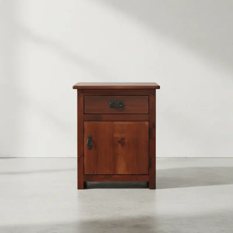 penwood furniture rustic 1 drawer 1 door nightstand rns2228 face on horizontal