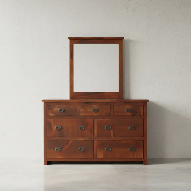 penwood furniture rustic 7 drawer dresser rdr6237 face on horizontal