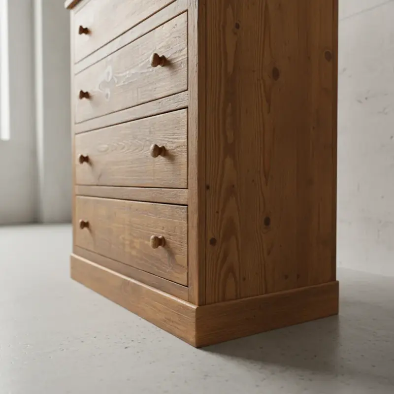 penwood furniture rustic barnboard 4 drawer highboy medium close up