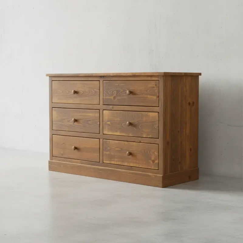 penwood furniture rustic barnboard 6 drawer dresser 45 degree angle