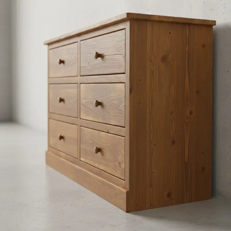 penwood furniture rustic barnboard 6 drawer dresser medium close up