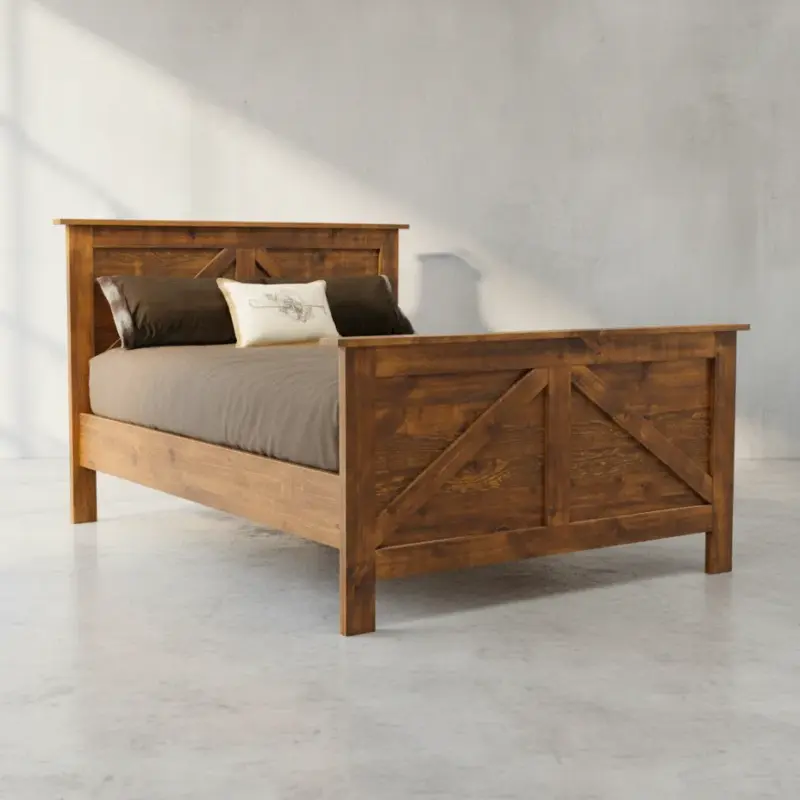 penwood furniture rustic barnboard bed high footboard 45 degree angle