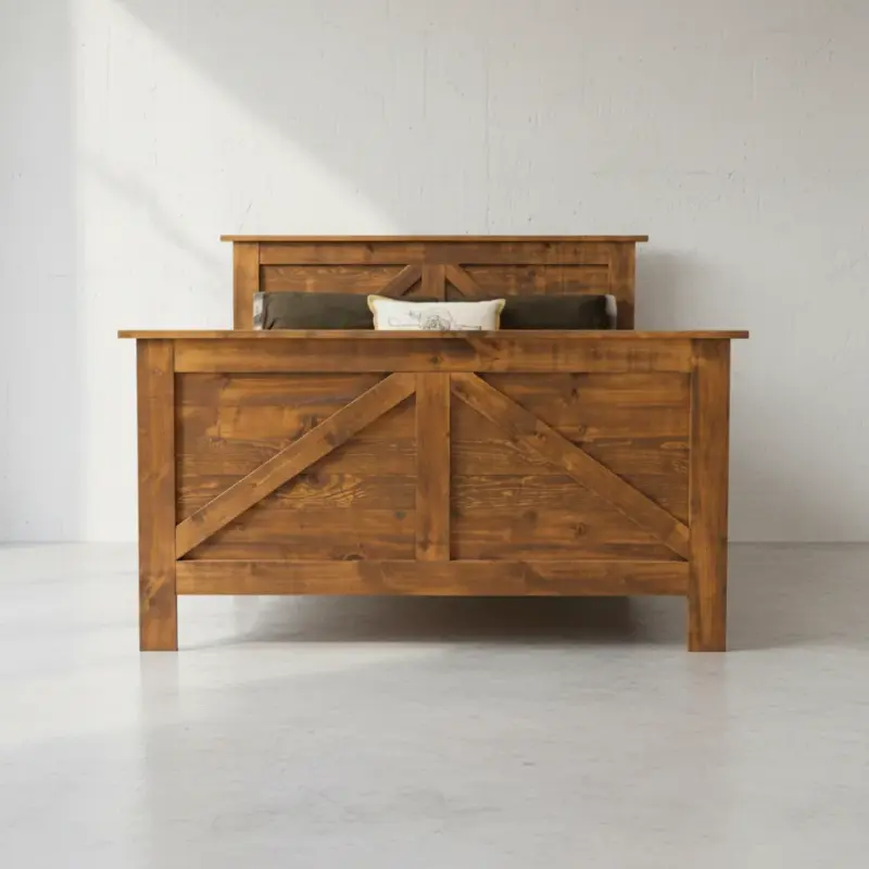 penwood furniture rustic barnboard bed high footboard face on horizontal