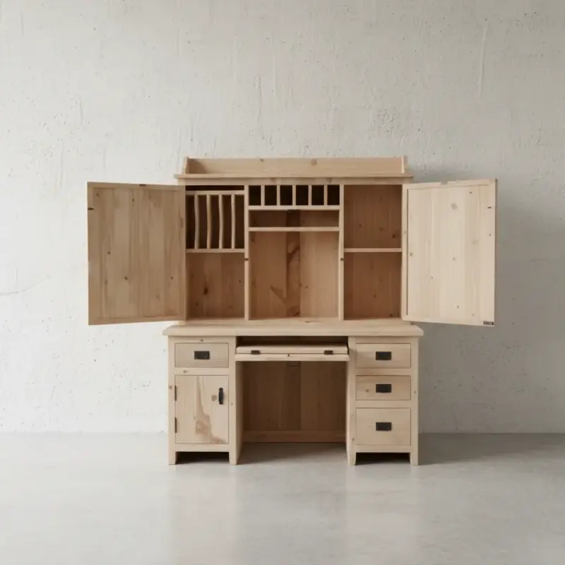 penwood furniture rustic desk with hutch ch7360 face on horizontal