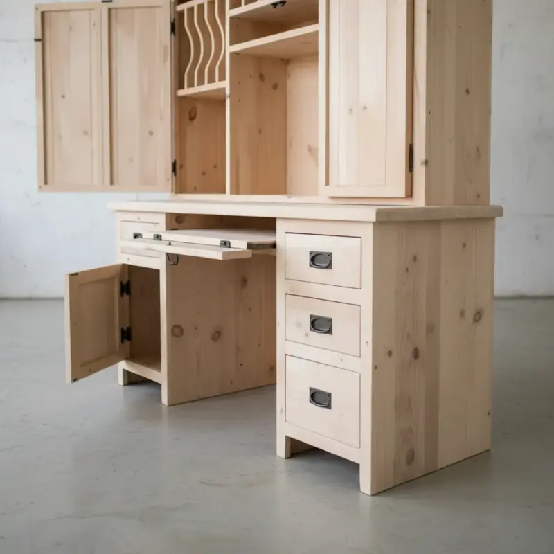 penwood furniture rustic desk with hutch ch7360 medium close up