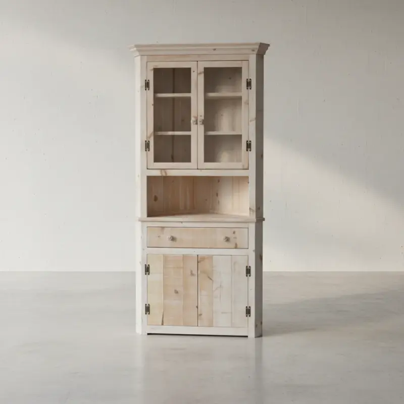 penwood furniture rustic dining corner buffet and hutch cc4080 45 degree angle