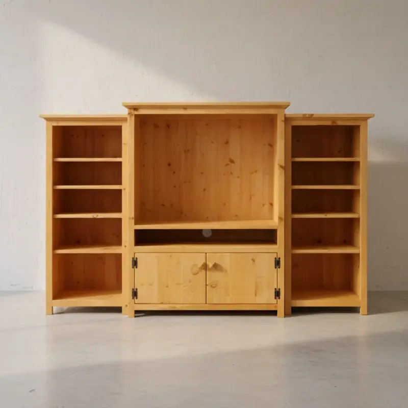 penwood furniture rustic entertainment unit tv2357 face on horizontal