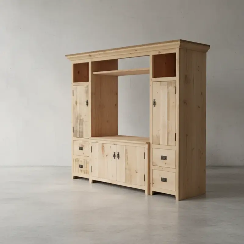 penwood furniture rustic entertainment unit tv8672 45 degree angle