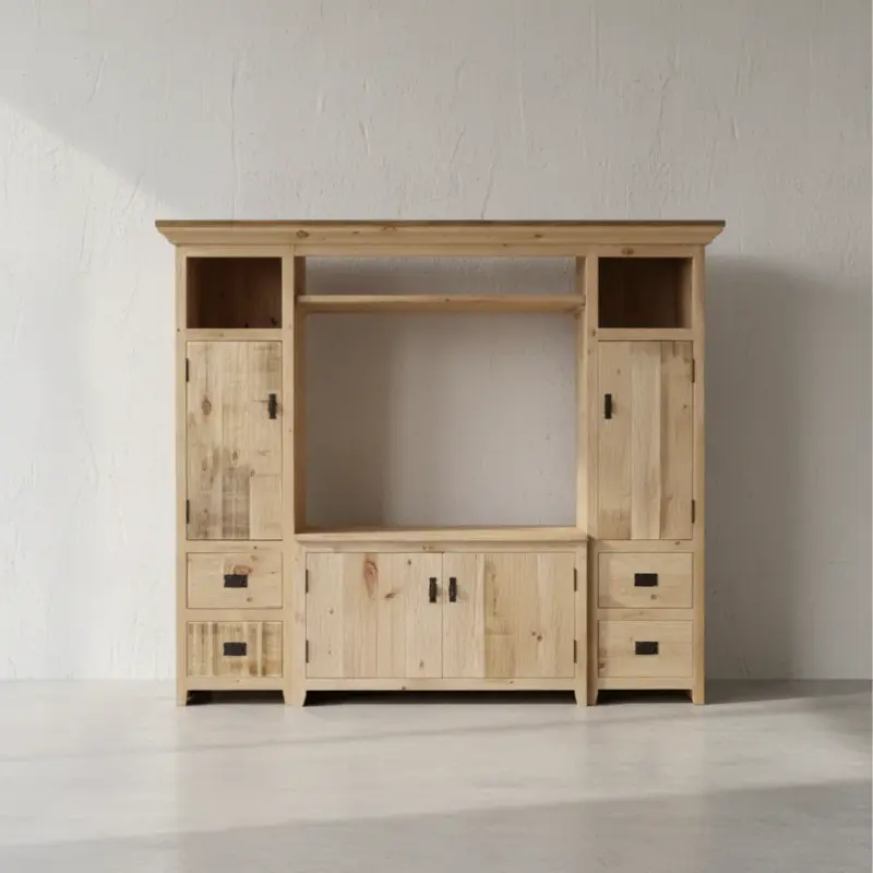 penwood furniture rustic entertainment unit tv8672 face on horizontal