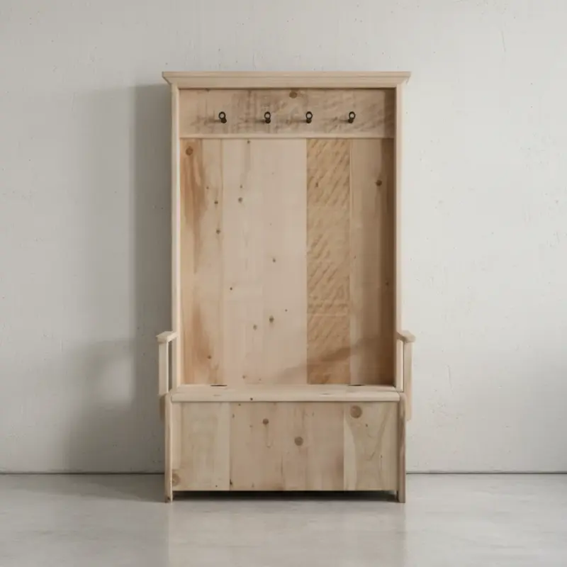 penwood furniture rustic hall bench with spikes hs3872 face on horizontal