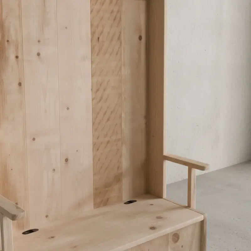 penwood furniture rustic hall bench with spikes hs3872 medium close up