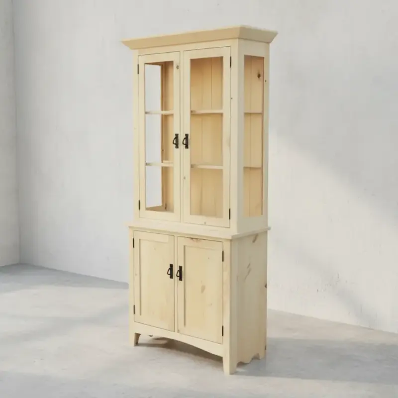 penwood furniture shaker 4 door hutch buffet with crown s362 45 degree angle