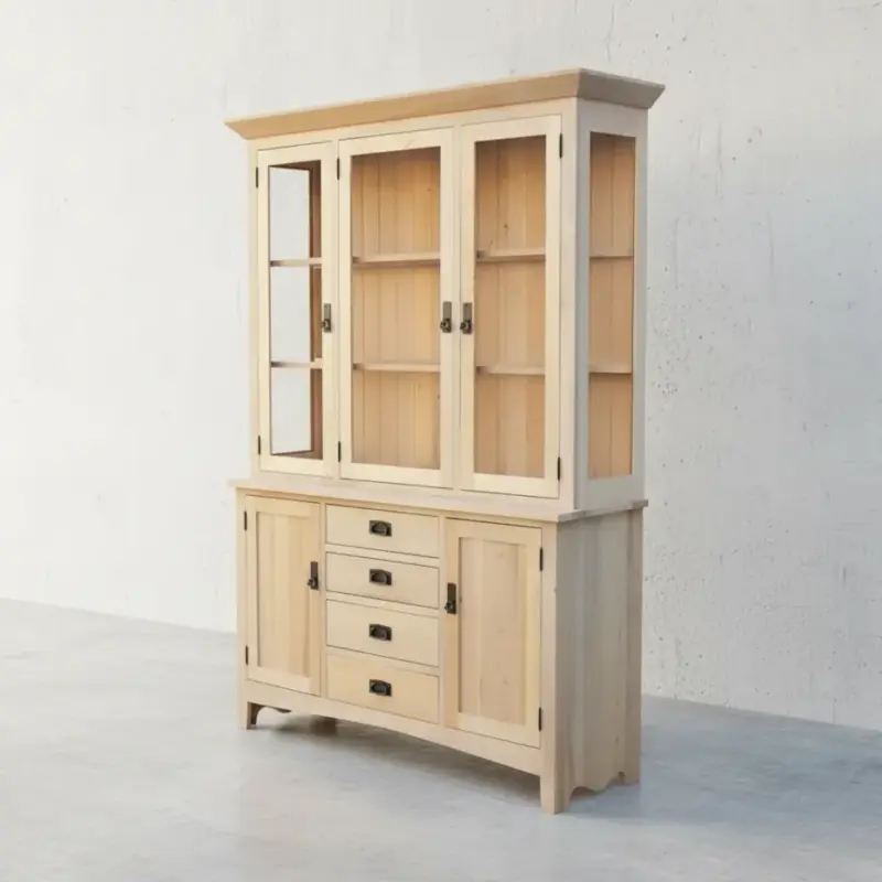 penwood furniture shaker 5 door and 4 drawer hutch buffet with crown s563 45 degree angle