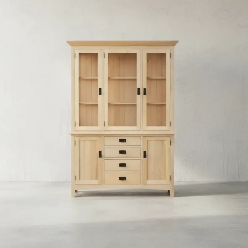 penwood furniture shaker 5 door and 4 drawer hutch buffet with crown s563 face on horizontal