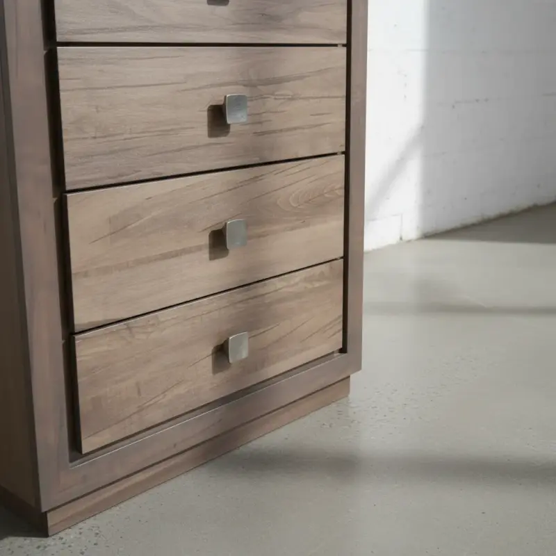 penwood furniture thornloe 5 drawer highboy medium close up