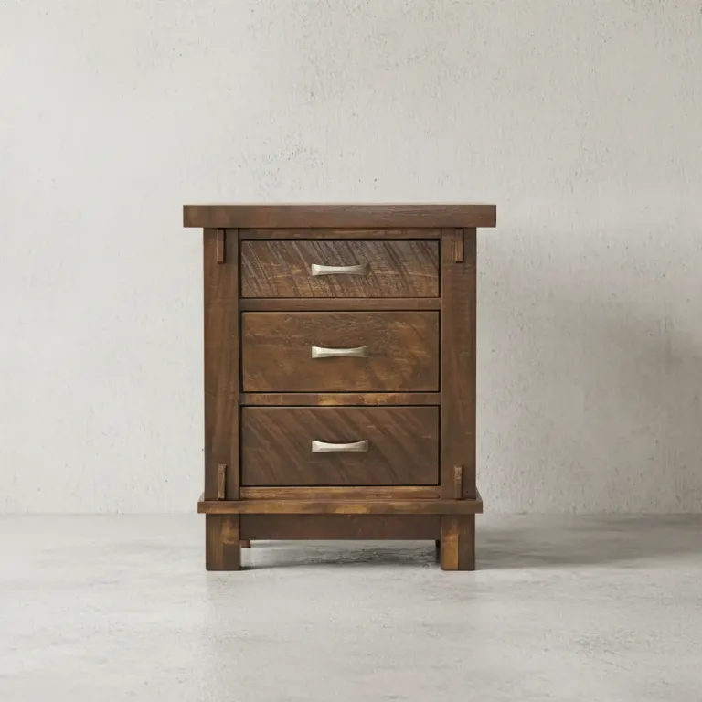 penwood furniture timber 3 drawer night stand face on horizontal