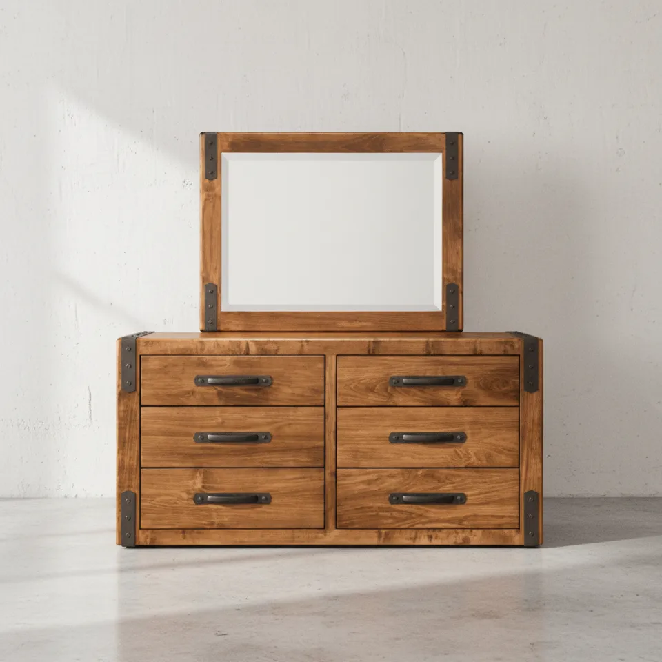 penwood furniture union station dresser with mirror 6 drawer face on horizontal