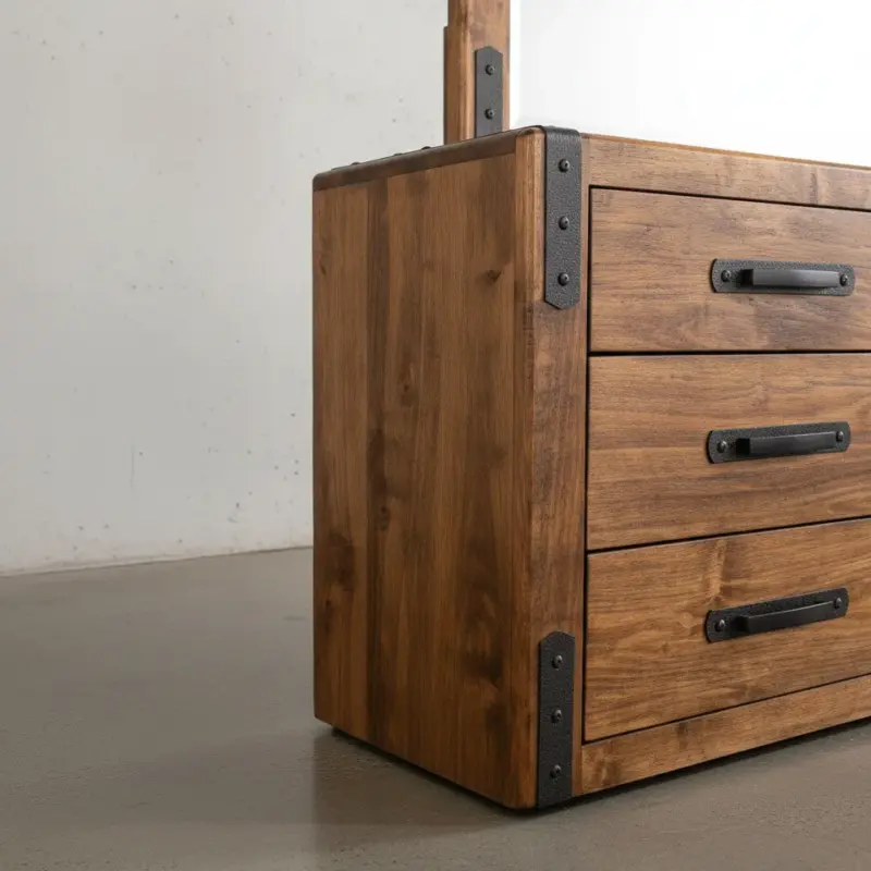 penwood furniture union station dresser with mirror 6 drawer medium close up