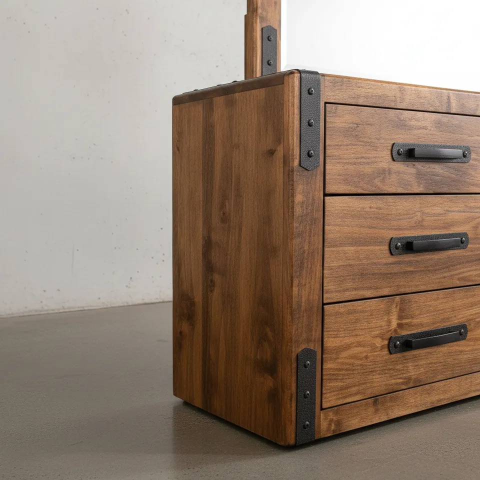 penwood furniture union station dresser with mirror 6 drawer medium close up