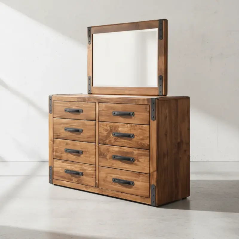 penwood furniture union station dresser with mirror 8 drawers 45 degree angle