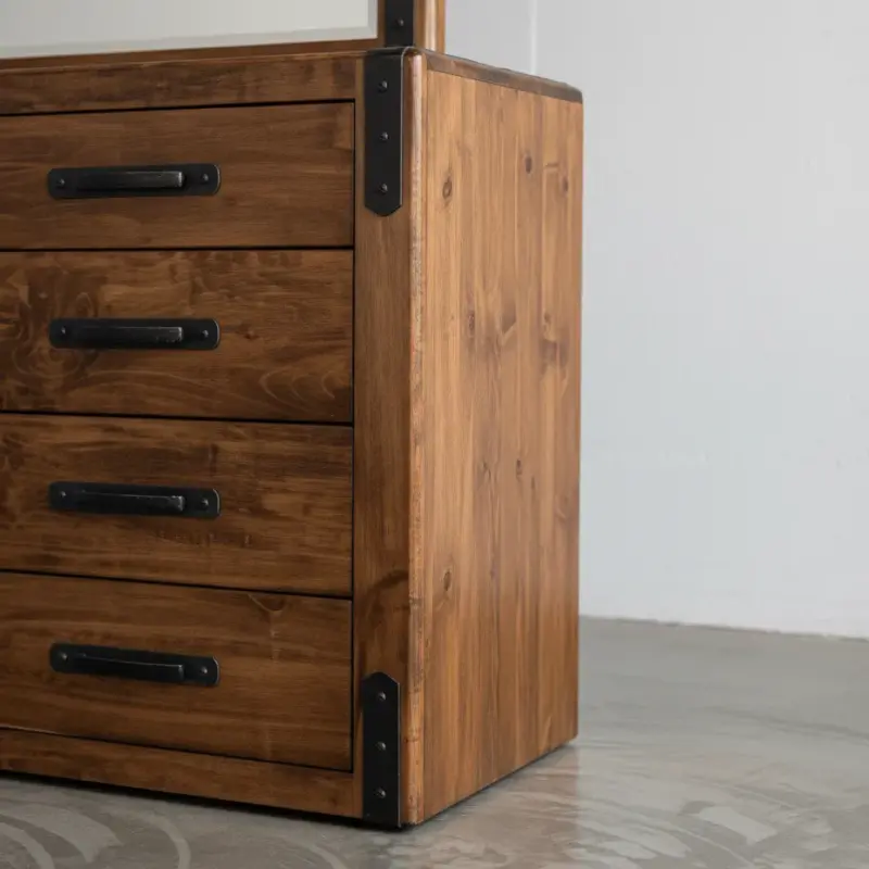 penwood furniture union station dresser with mirror 8 drawers medium close up