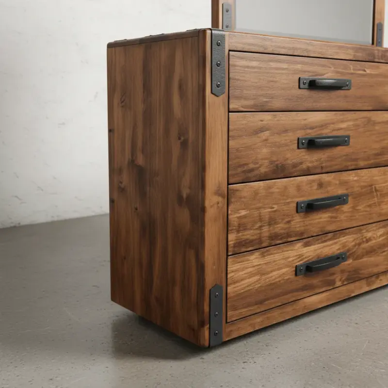 penwood furniture union station long dresser with mirror 8 drawers medium close up