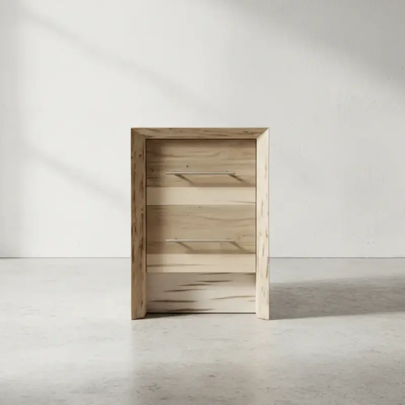 penwood furniture waterfall live edge 2 drawer nightstand face on horizontal