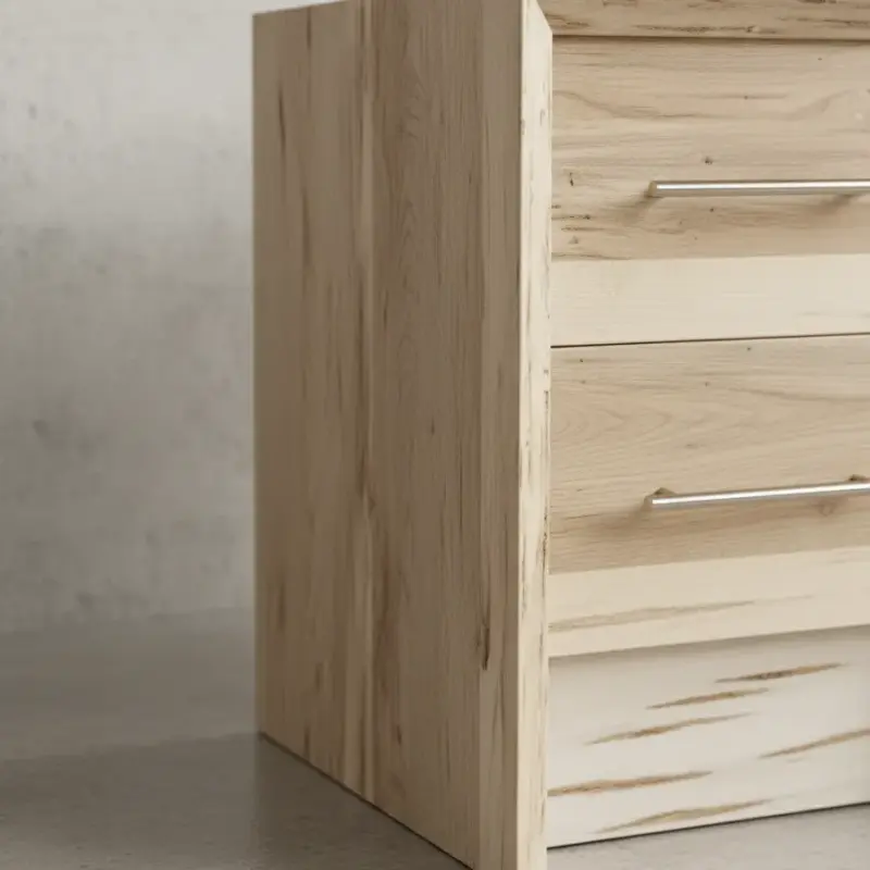 penwood furniture waterfall live edge 2 drawer nightstand medium close up